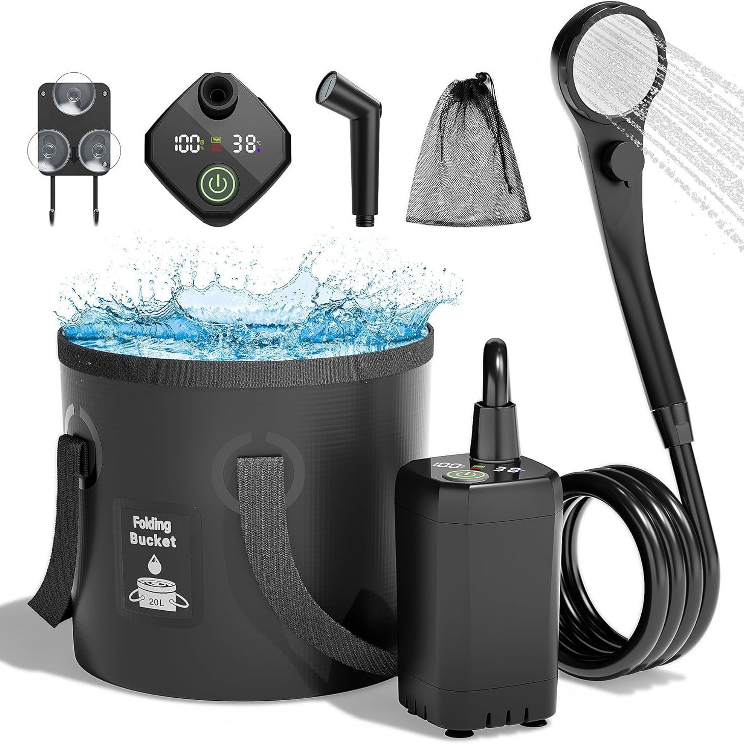 Home Bath - Draagbare zelf-aanzuigende elektrische buitendouche, eenvoudige mobiele