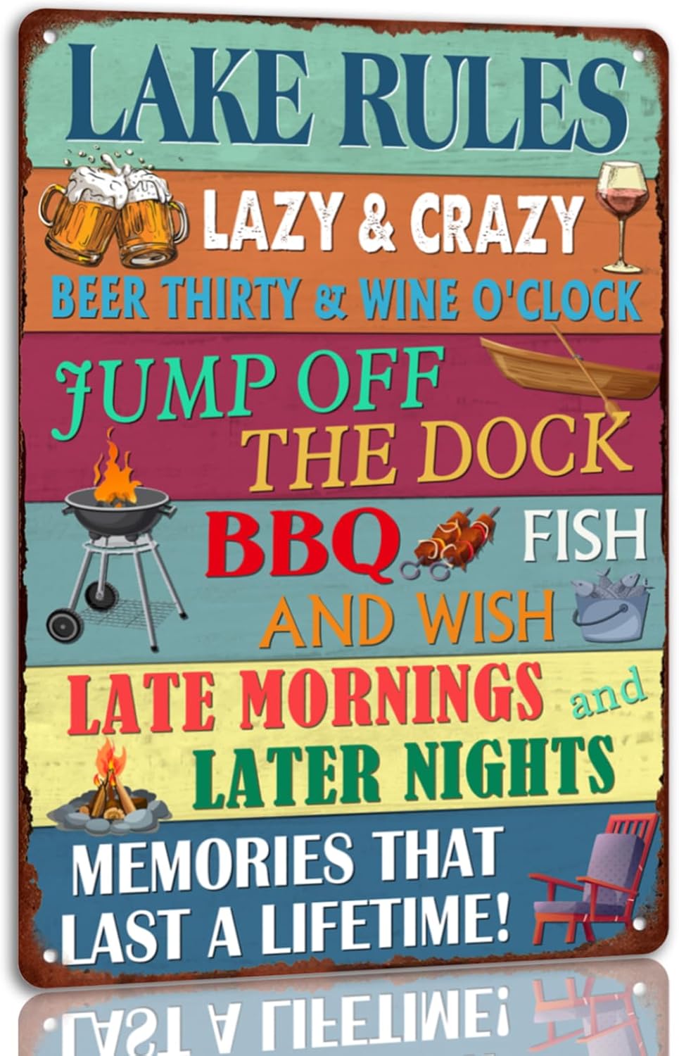 Home Bathroom Rules - Lake Rules Tin Teken Vintage Lake