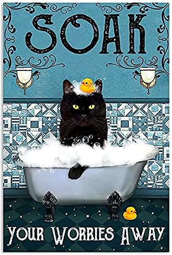 Home Bathroom Quotes - Grappige Kat Badkamer Citaat Metalen Tin