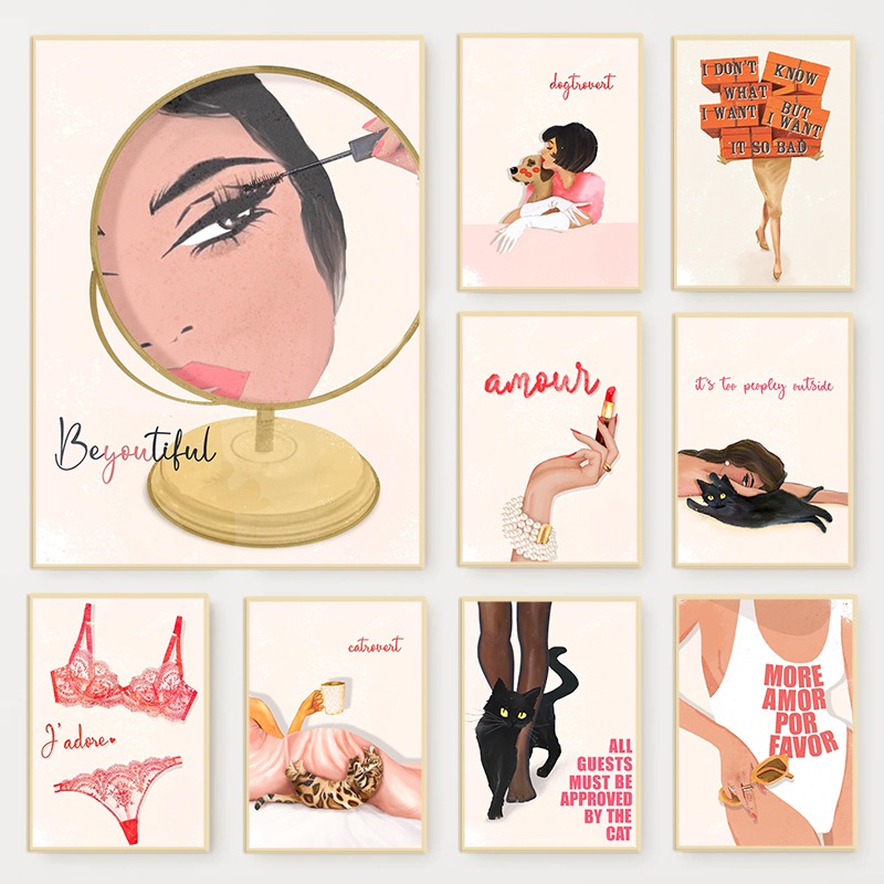 Home Bathroom Quotes - Retro Glam Fashion Magazine Poster Roze