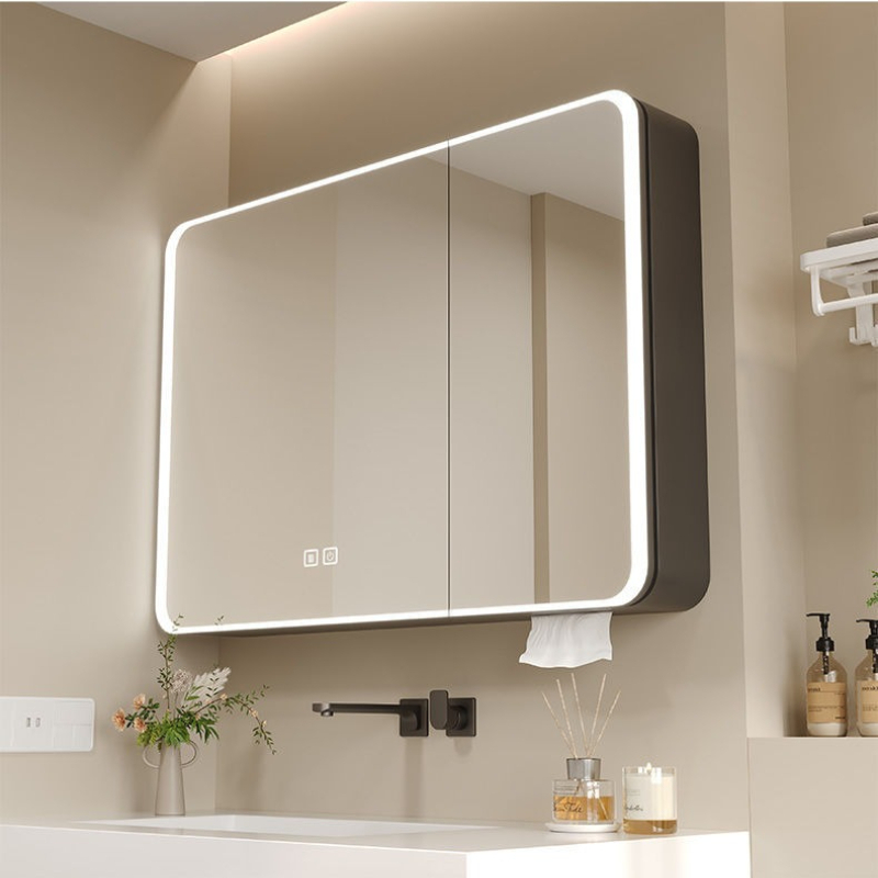 Home Bathroom Furniture - LED Badkamer Spiegelkast Aluminium Afgerond Slimme