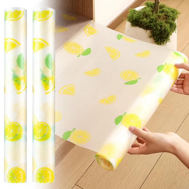 Jet Home Bathroom Mats - Citroenpatroon Niet-klevende Ladevoering Waterdicht Knipbaar Antislipmat