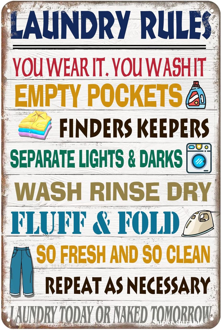 Home Bathroom Rules - Super duurzaam vintage metalen blikken bord