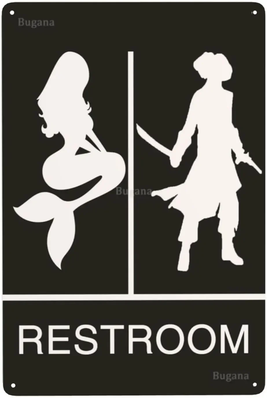 Home Bathroom Door - Zeemeermin Piraten Toilet Vintage Metalen Bord,