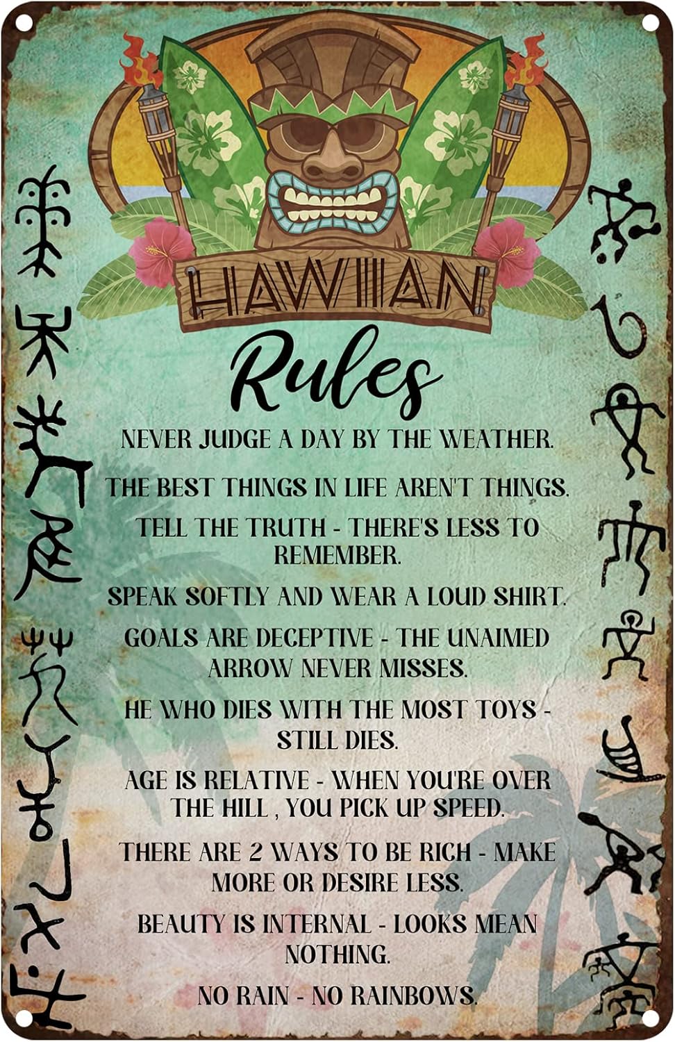 Home Bathroom Rules - Vintage blikken bord Hawaiiaanse regels grappig