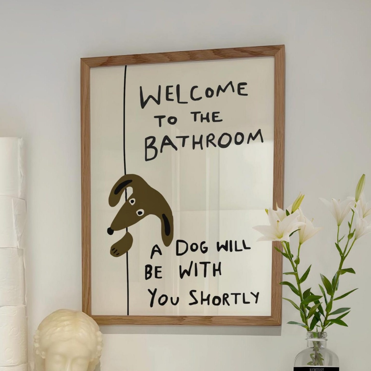 Home Bathroom Quotes - Grappige schattige hond quote canvas prints