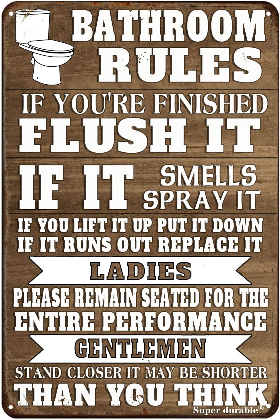 Home Bathroom Rules - Grappige badkamerrules metalen blikken bord wanddecoratie