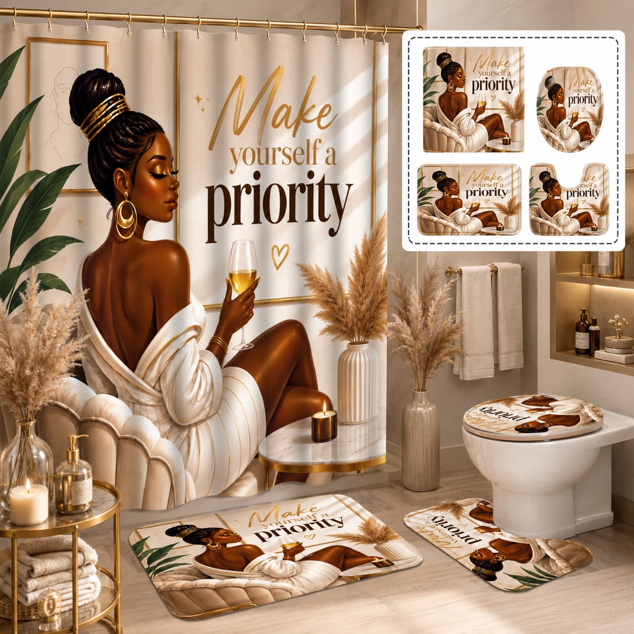 Home Bathroom Quotes - 2D Flat, 2D Flat 4-delige elegante