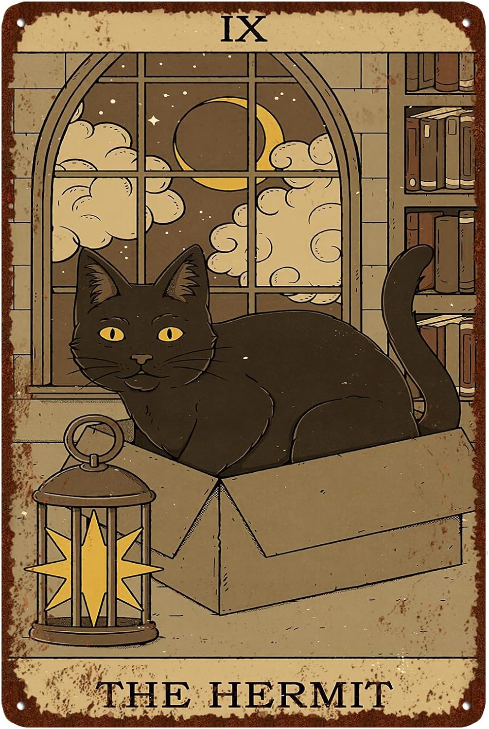 Home Bathroom Sign - Vintage Kattenblikkenbord Retro Tarotkaart Metalen Bord