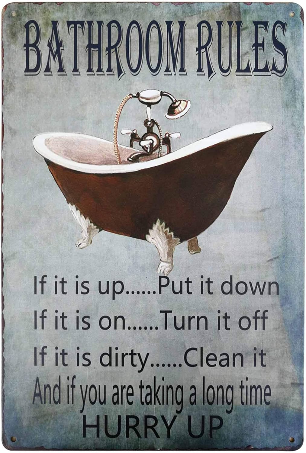 Home Bathroom Rules - PXIYOU Rustieke badkamerrules badkuip icoon vintage