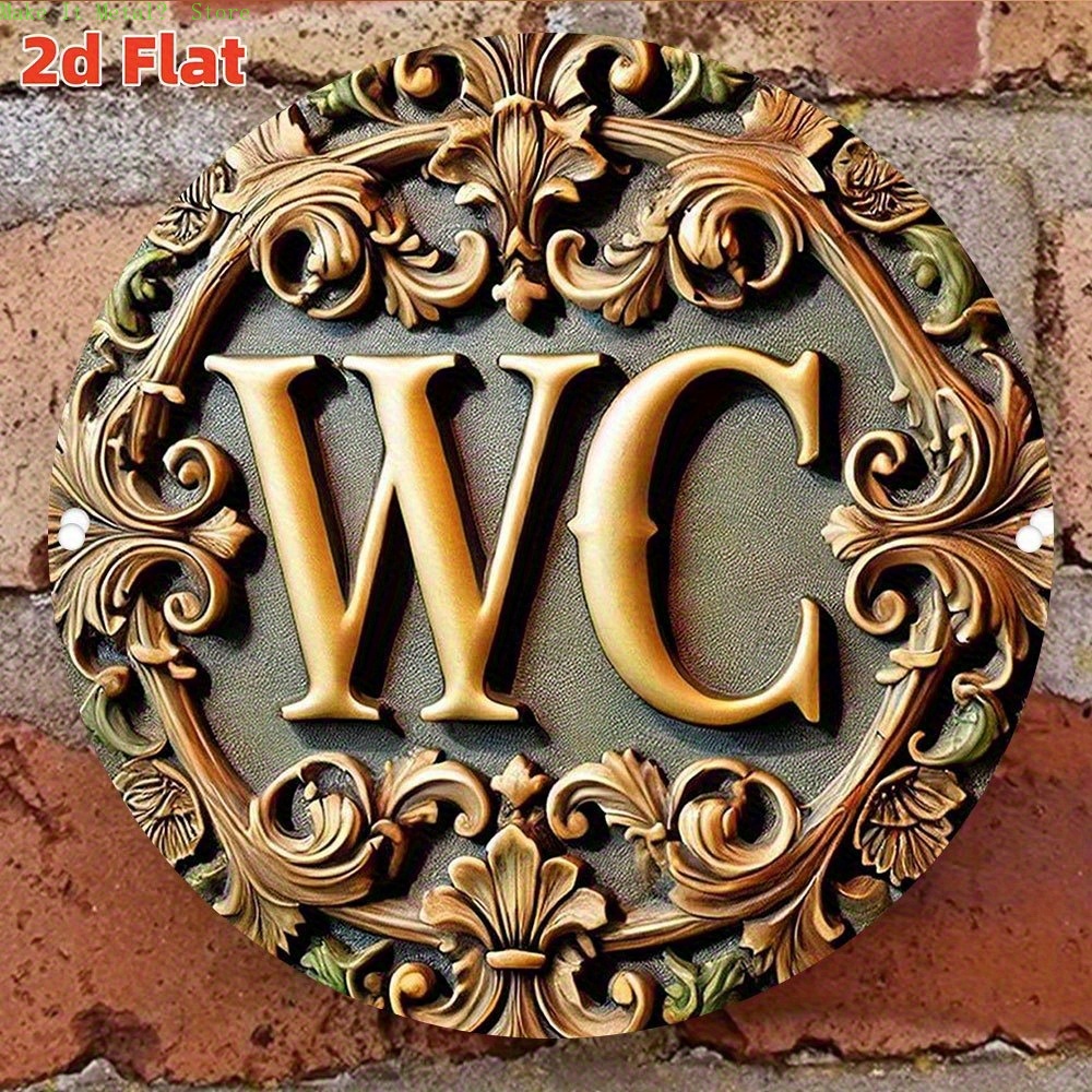 Home Bathroom Sign - 2D Platte Sierlijke Barokke 