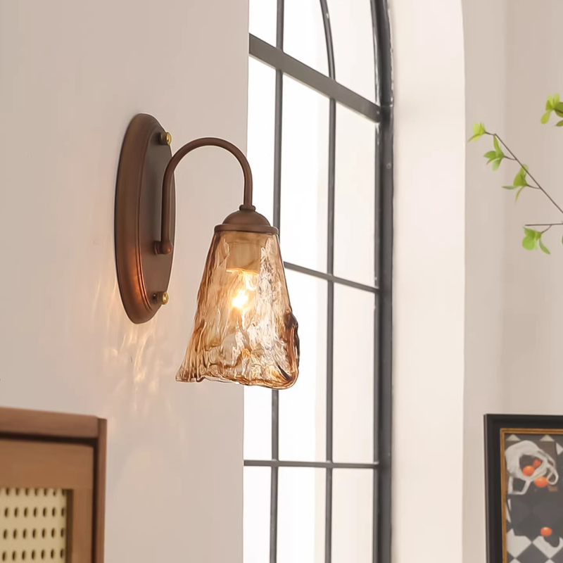 Home Bathroom Fittings - Franse middeleeuwse stijl wandlampen glazen lampenkap
