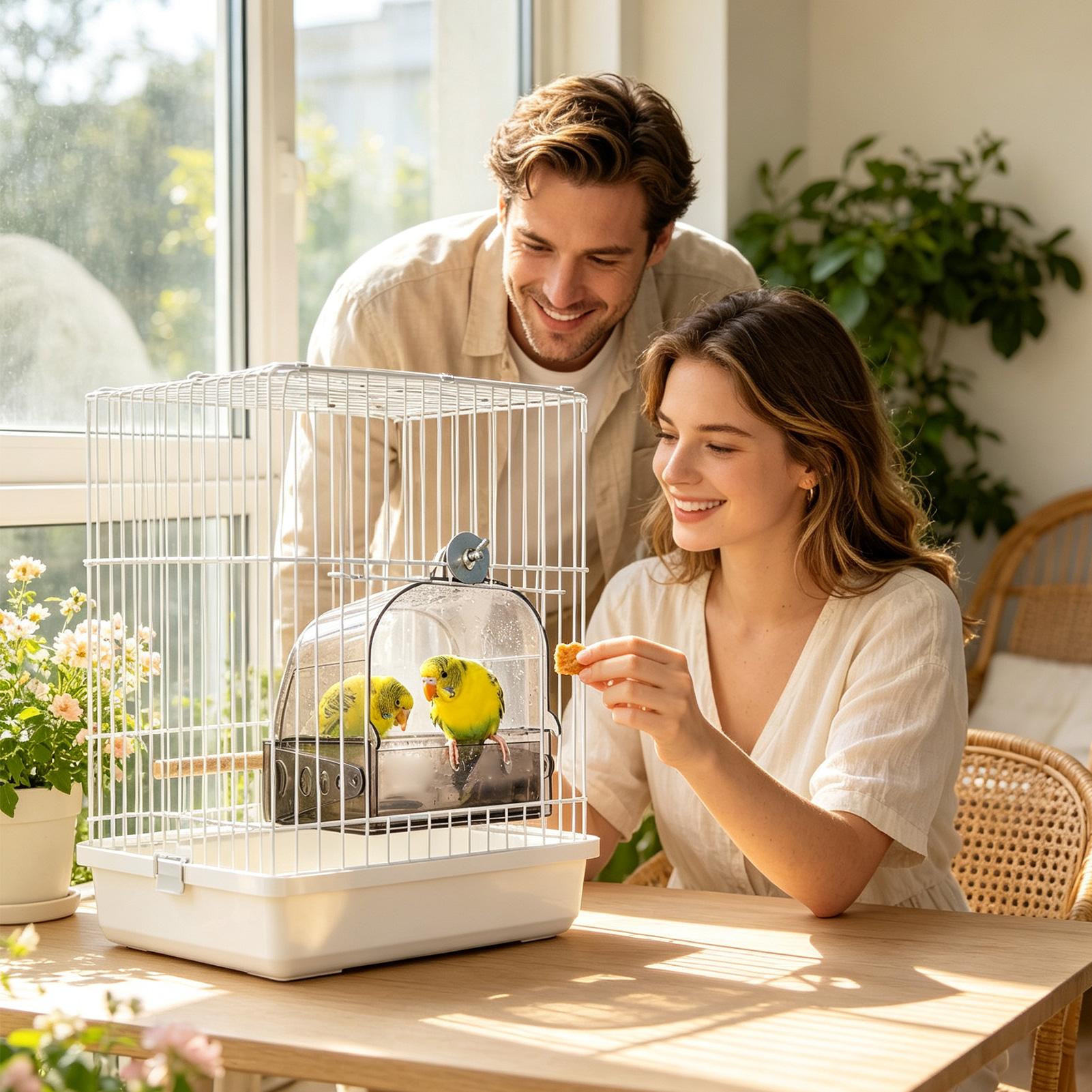 Home Bath - Vogelbad voor kooi, afneembaar, ophangbaar, draagbaar,