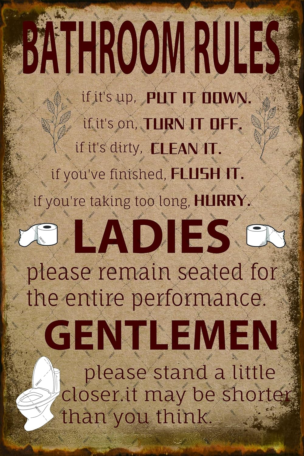 Home Bathroom Rules - Badkamerregels Metalen Tin Bord Weird Stuff