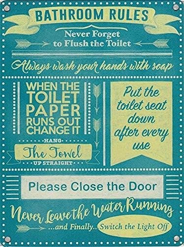 Vintage stijl metalen wandbord - Home Bathroom Rules recensie en prijs
