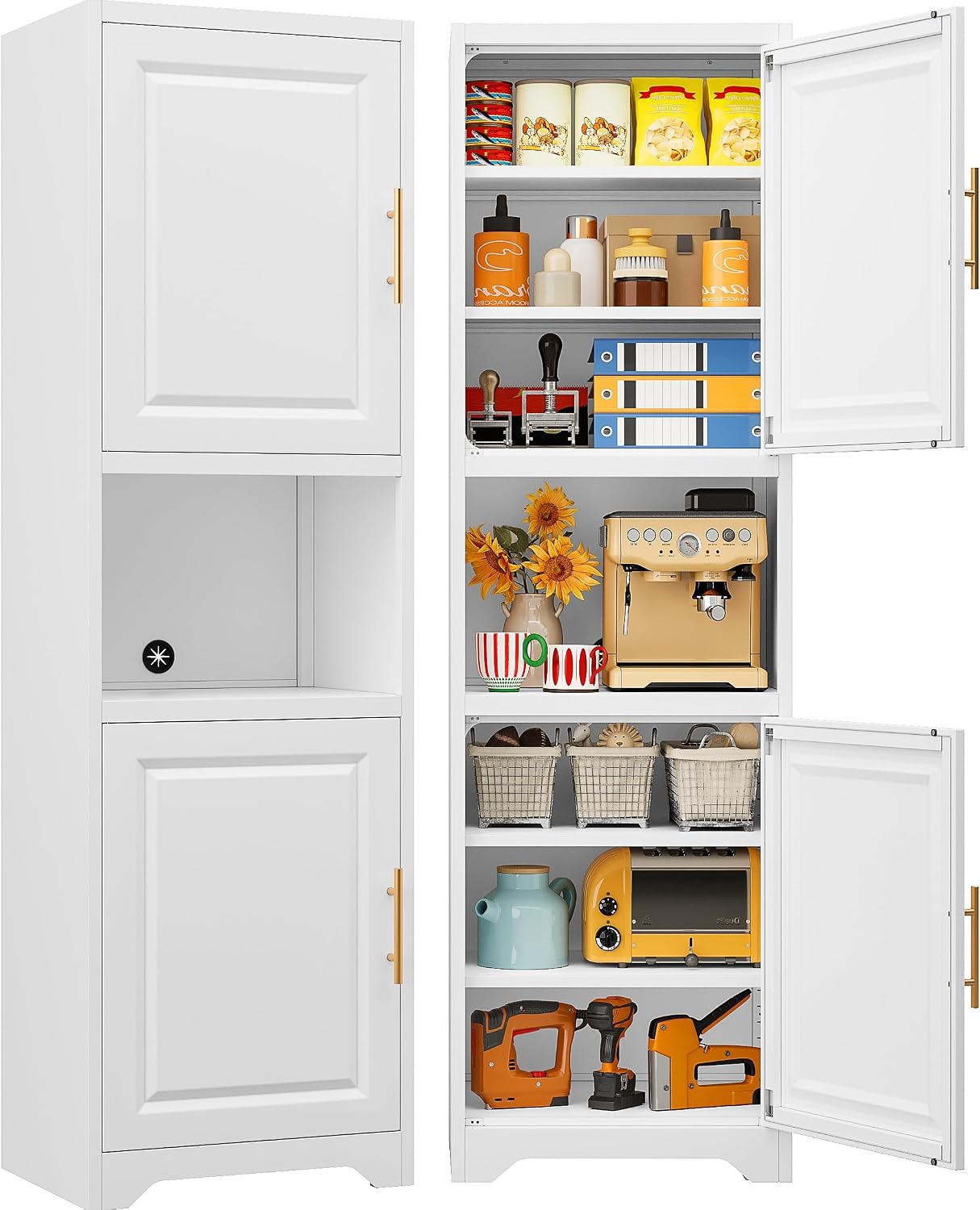 67 inch hoge smalle opbergkast - Home Bathroom Door recensie en prijs