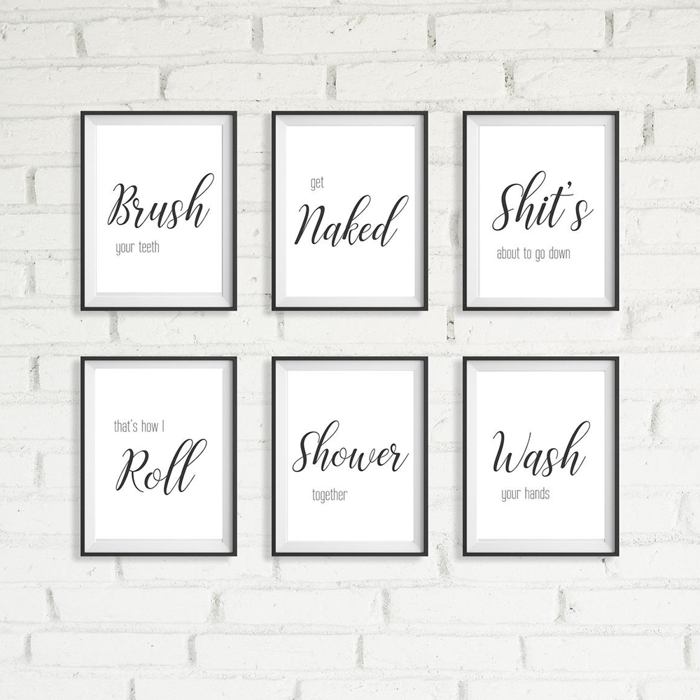 Wall Art Canvas Schilderij Gra - Home Bathroom Rules recensie en prijs