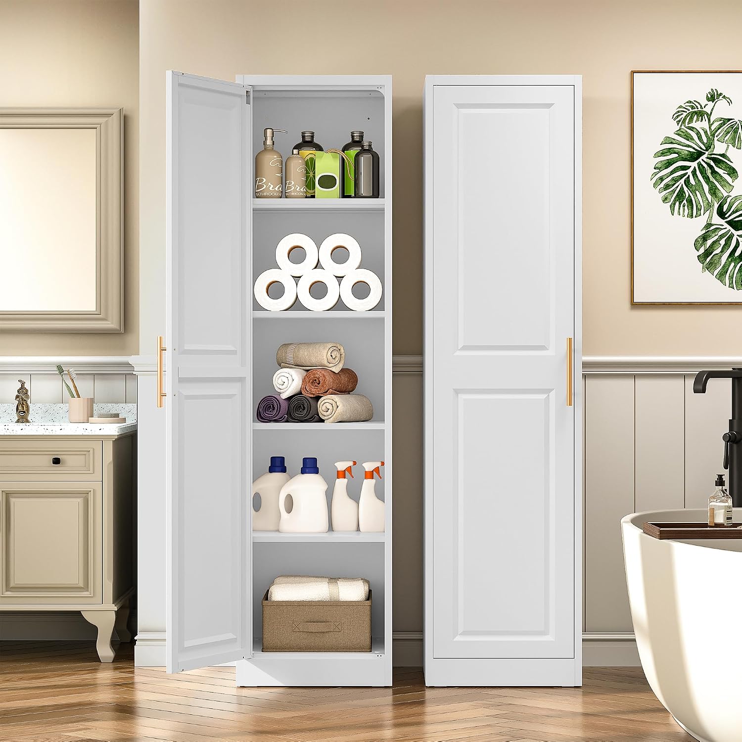 Hoge, smalle opbergkast met éé - Home Bathroom Furniture recensie en prijs