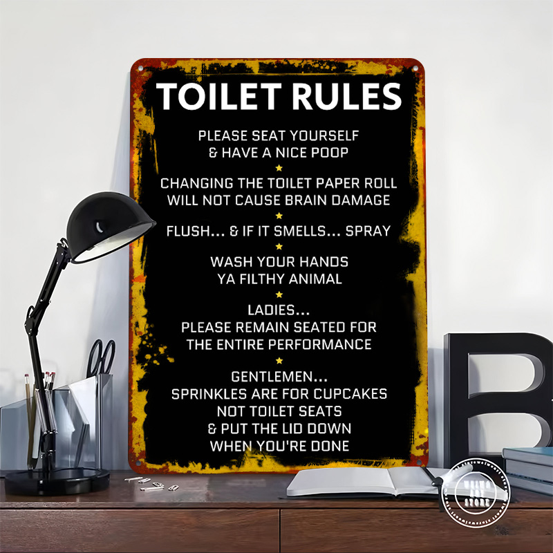 Toiletregels Tin Poster Aangep - Home Bathroom Rules recensie en prijs