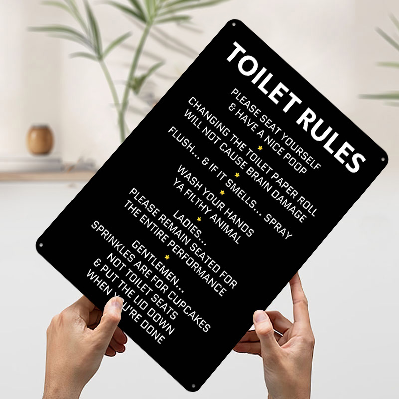 Toiletregels Tin Poster Aangep - Home Bathroom Rules recensie en prijs