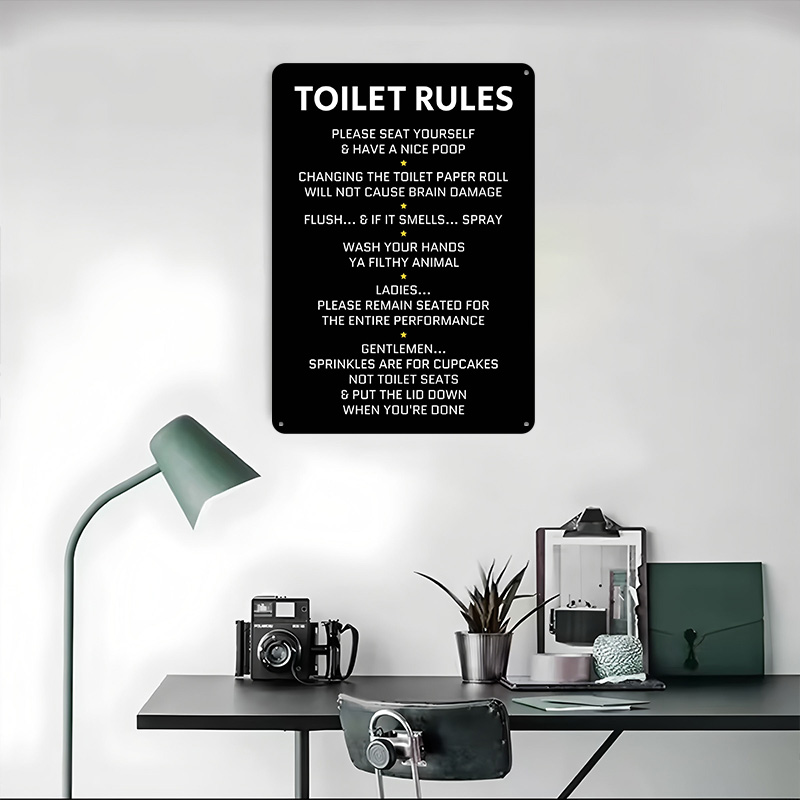 Toiletregels Tin Poster Aangep - Home Bathroom Rules recensie en prijs